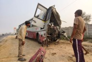 Man dead, 12 injured as bus collides with truck in Patiala