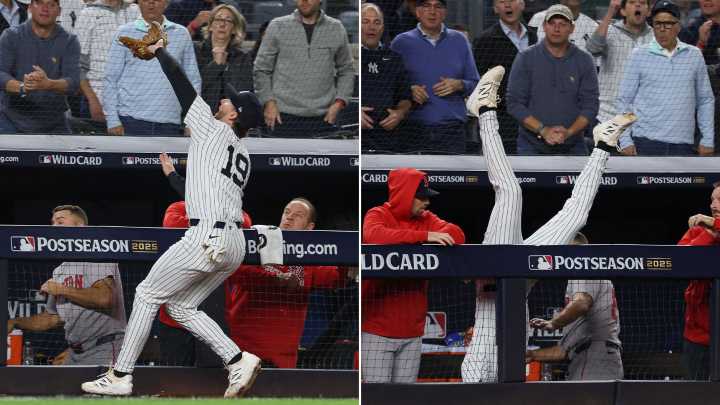 New York Yankees star makes incredible diving catch as he somersaults into Boston Red Sox dugout