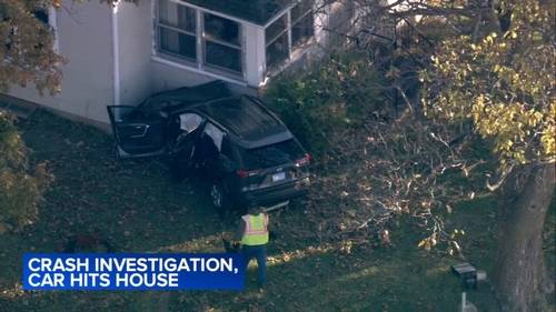 Car crashes into house in Marengo, Illinois at Rte. 23 and River Road, McHenry County police confirm