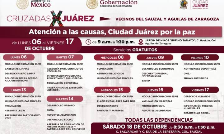 Llevarán este sábado “Cruzadas por Juárez” a la colonia El Sauzal en Cd. Juárez