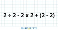 ¿Cuánto es 2 ÷ 2 – 2 x 2 + (2 – 2)? El paso a paso para resolverlo