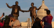 'Best Friends Forever' statue of Trump and Epstein back on display in Washington