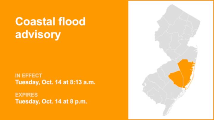 Update: Coastal flood advisory issued for Ocean and Burlington counties until Tuesday evening
