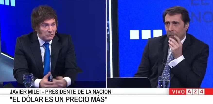 Tenso cruce entre Javier Milei y Eduardo Feinmann en vivo: “La gente no llega a fin de mes”