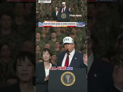 WATCH: Trump embraces Japanese PM on USS George Washington #shorts #trump #foxnews