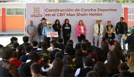 Abigail Sánchez entrega cancha deportiva de CBT en Ayotzingo