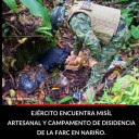 "Golpe al Terrorismo: Ejército Nacional Incauta Misil Artesanal y Desmantela Campamento de Grupo Armado Ilegal en Nariño"