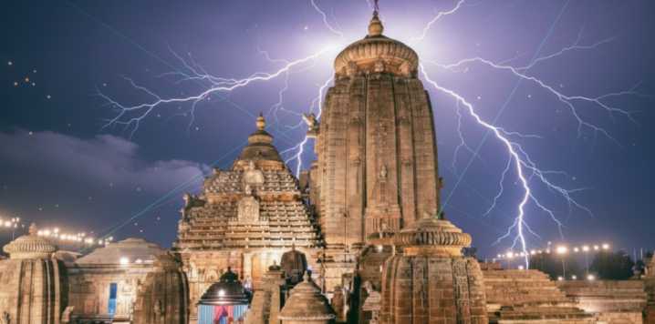 Lingaraj Temple flag burnt, CCTV cameras burst as lightning hits shrine