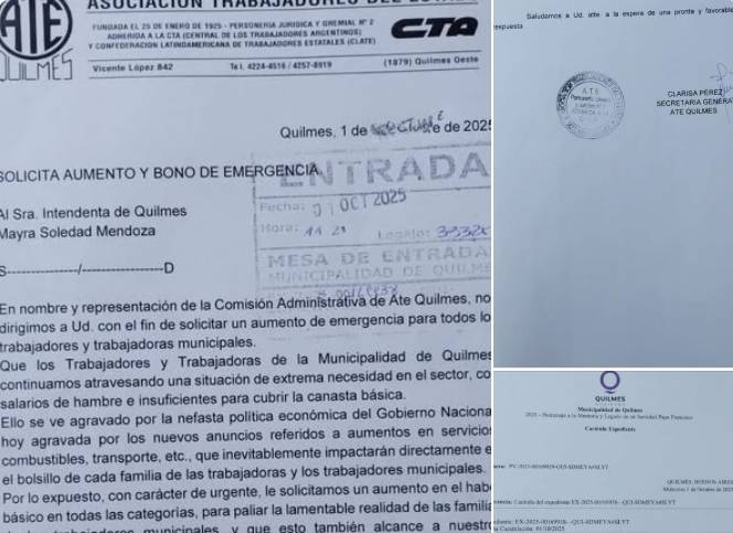 ATE Quilmes solicita aumento de emergencia y bono para los trabajadores municipales