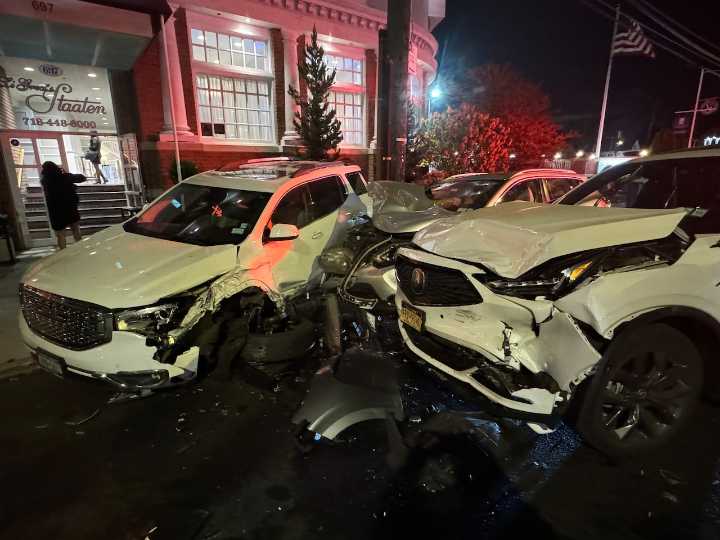1 person taken to hospital after destructive multi-vehicle collision on busy Staten Island road