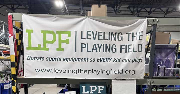 Leveling the Playing Field collecting new and gently-used sports gear on Ravens Walk this Sunday