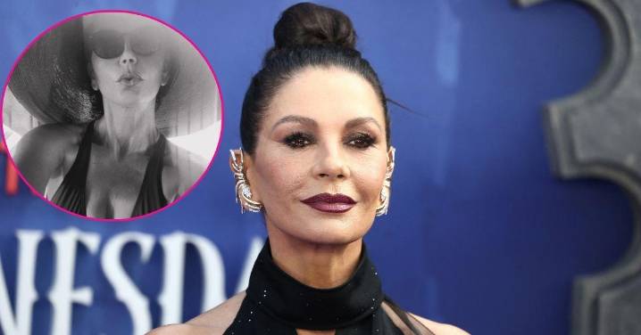 Catherine Zeta-Jones, 56, Scorches in Plunging Swimsuit While Sunbathing: Photo