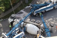 Photos: Cement truck crashes in Cleveland Heights