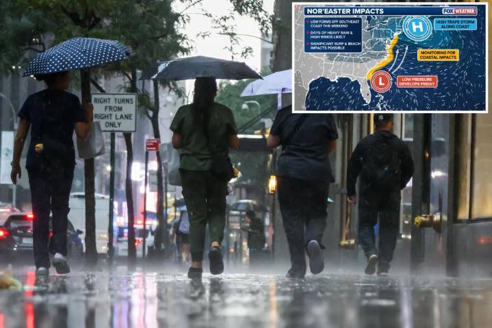 Nor'easter threatens upcoming weekend on East Coast with rain, high winds