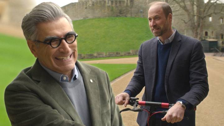 Prince William Surprises Eugene Levy by Showing Up on a Scooter! (Exclusive)