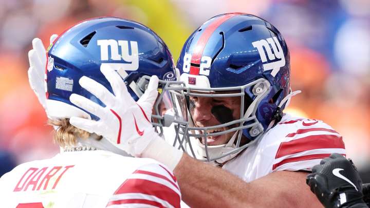 Giants lead Broncos 13-0 at halftime