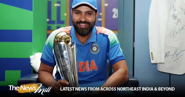 Former India skipper Rohit Sharma receives special memento for guiding India to Champions Trophy glory