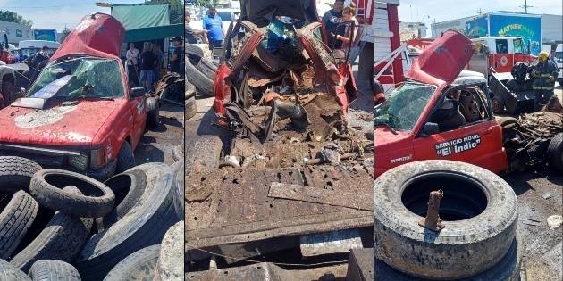 Llantera móvil explota y daña un vehículo en Guadalajara