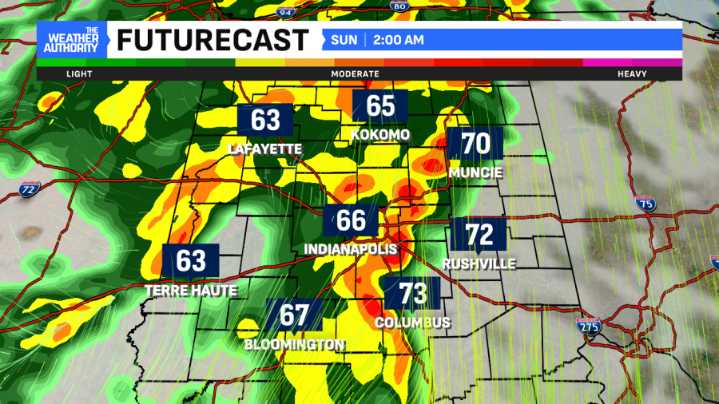 Warm and breezy Saturday ahead of a rain-filled fall front in central Indiana