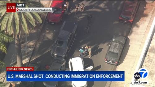 Man shot by federal agents, US Marshal hit by ricochet bullet during immigration enforcement in South Los Angeles