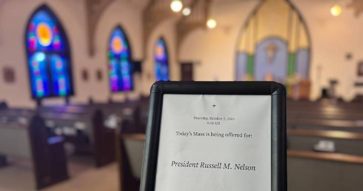 Catholic church in Utah filled to overflowing for a special mass for President Russell M. Nelson