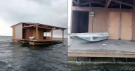 ¡Se lo llevó la corriente! Restaurante aparece flotando en Veracruz tras desbordamiento de ríos