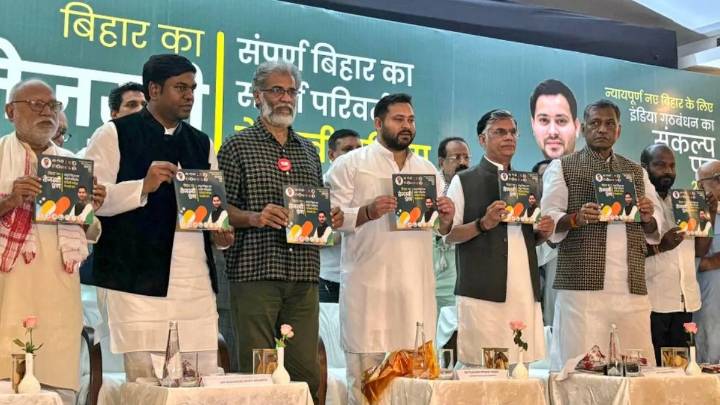 INDIA bloc releases Bihar polls manifesto; govt jobs, land for every family