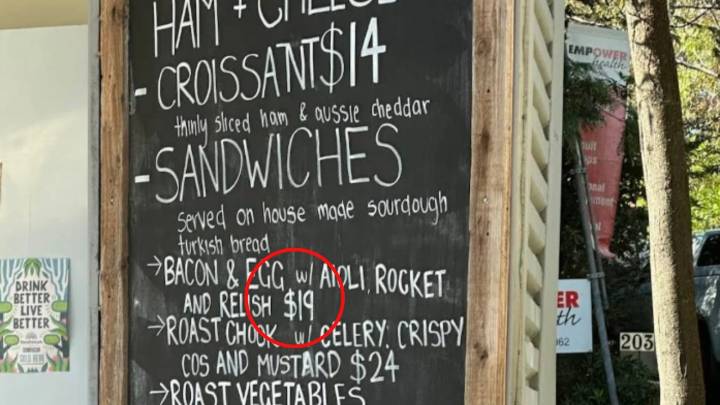 'Ridiculous': Customer slams pricey bacon and egg sandwich - but Aussies spot huge problem with menu