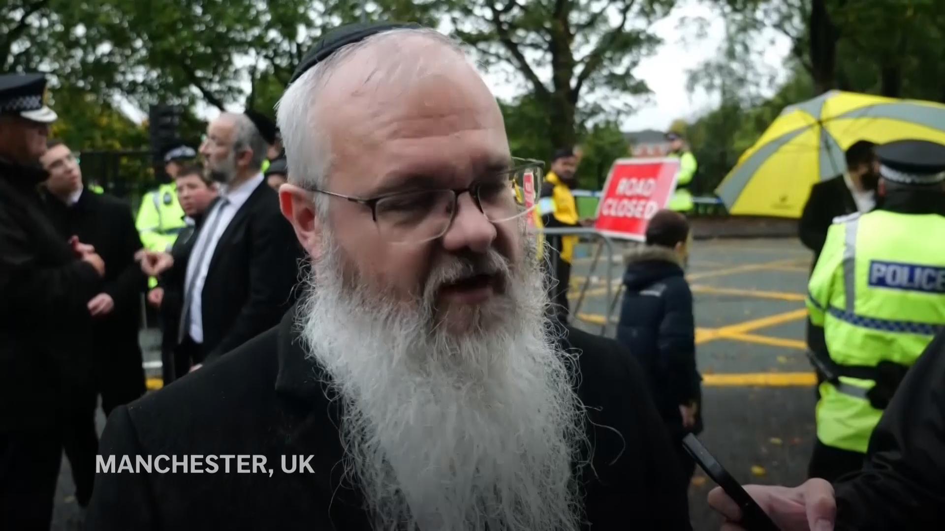 Rabbi of the Manchester synagogue that was attacked says 'pain is very raw'