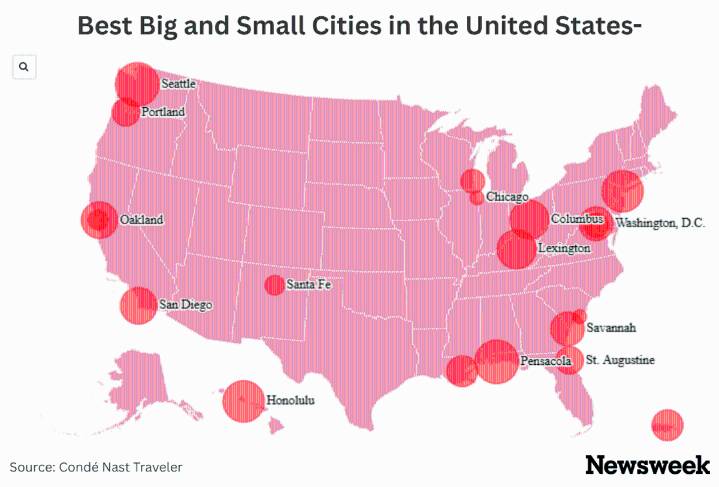 Map Shows Best Big and Small Cities in the United States