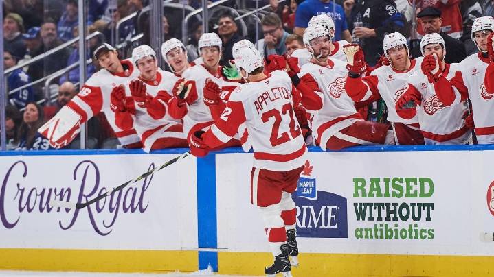 Mason Appleton scores in the final minute to lift the Red Wings over the Maple Leafs 3