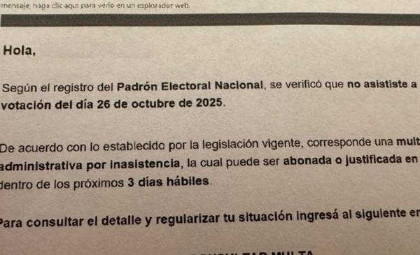 Circula un mail falso con multas para quienes no hayan votado en las legislativas 2026