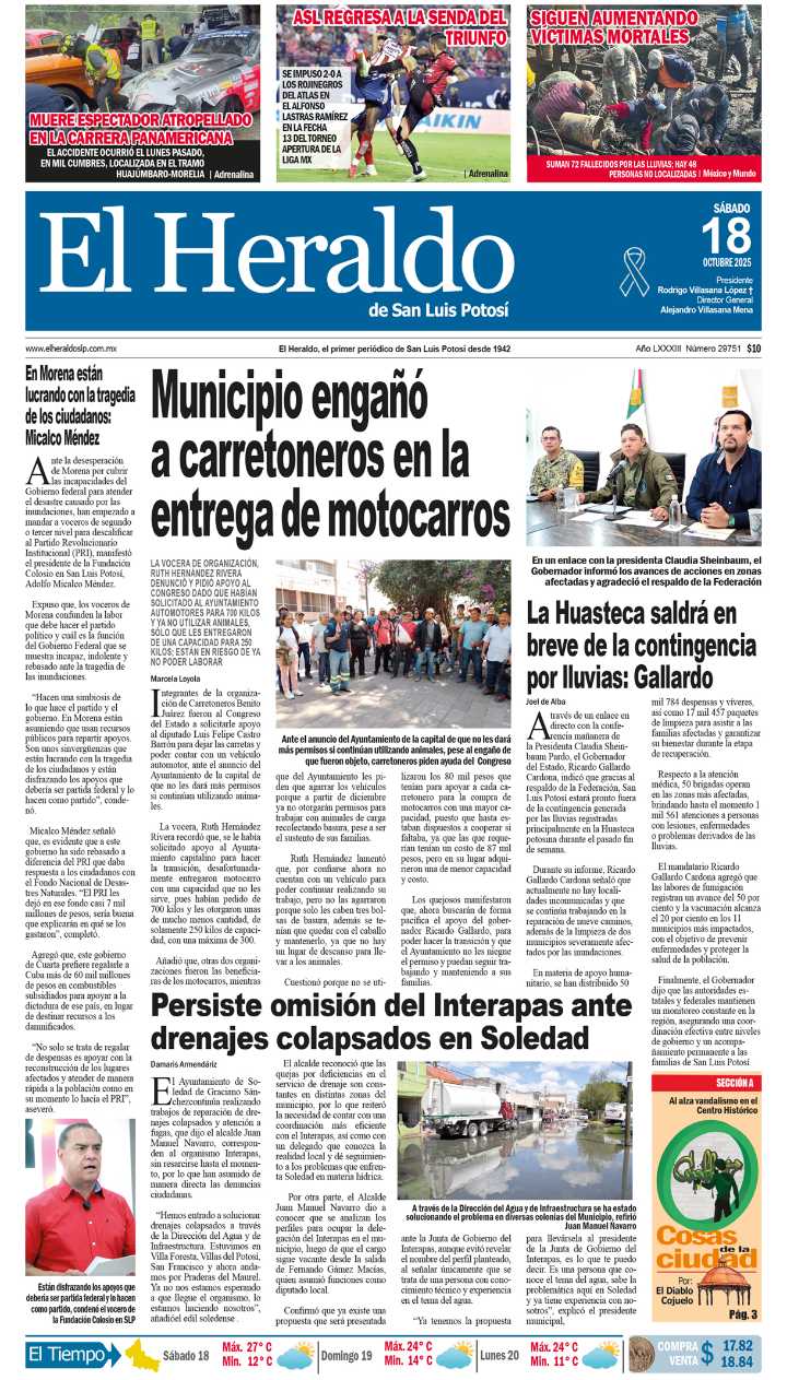 Edición impresa 18 de octubre de 2025