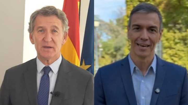 Diferentes formas de felicitar el 12-O: Sánchez prescinde de la bandera española y para Feijóo juega un papel fundamental