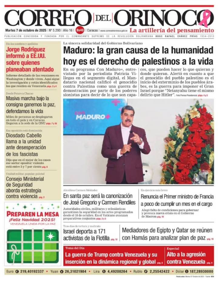 Edición Impresa Correo del Orinoco N° 5.293