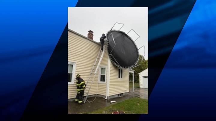 Seekonk firefighters respond to trampoline on roof