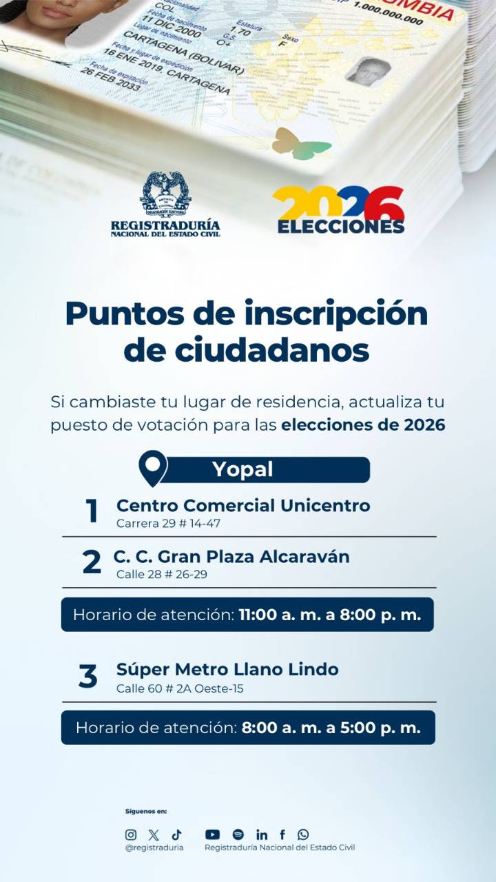 400 puntos de inscripción de ciudadanos destinó la Registraduría para las elecciones 2026