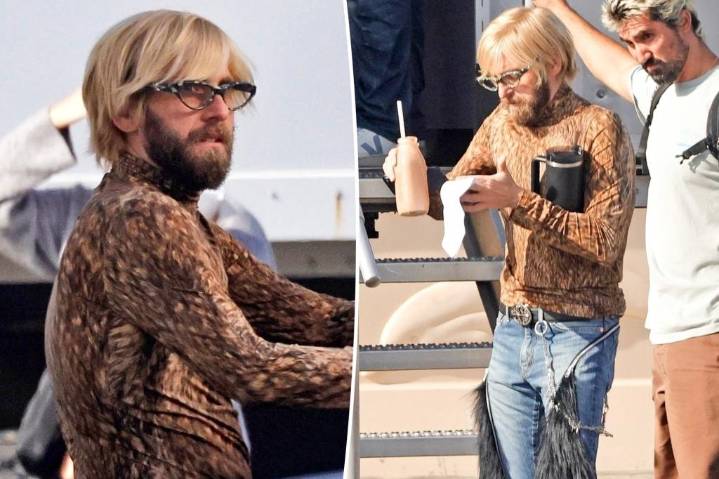 Actor looks unrecognizable as he shows off slimmed-down frame on set of new movie
