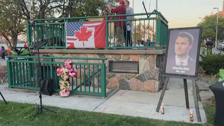 Hundreds gather for Charlie Kirk vigil in Windsor - some with Christian nationalism in mind