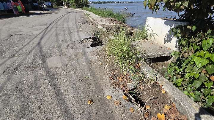 Riesgo de colapso en Pueblo Viejo: erosión del río Pánuco amenaza calles y tránsito vehicular