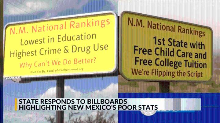 New Mexico officials respond to billboards showing state's worst national rankings