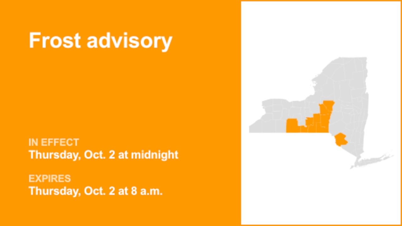 Update: New York under a frost advisory Thursday – temperatures could sink to 33