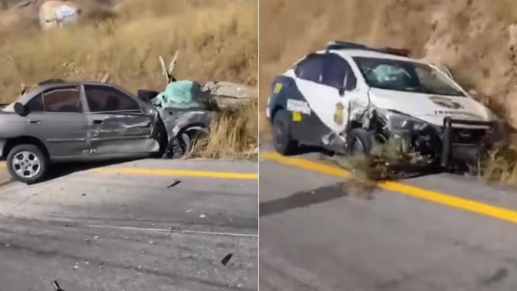 Conductor ebrio invadió carril a patrulla en carretera Cuauhtémoc