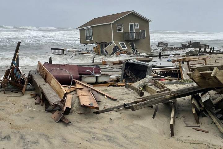 5 homes collapse into the Outer Banks surf as Atlantic hurricanes swirl far offshore