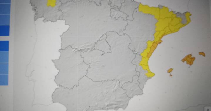 La Aemet confirma las nuevas previsiones y avisos por lluvias en Valencia, Alicante y Castellón para el martes 14 de octubre