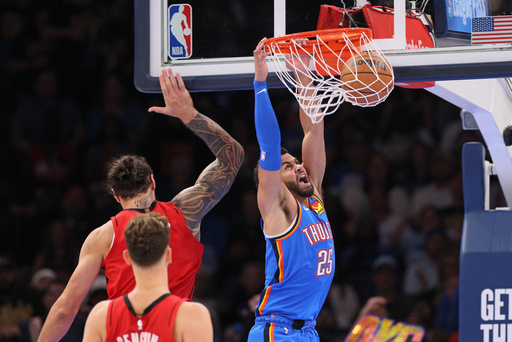 Thunder celebran ceremonia de anillos y victoria en doble prórroga ante los Rockets de Durant