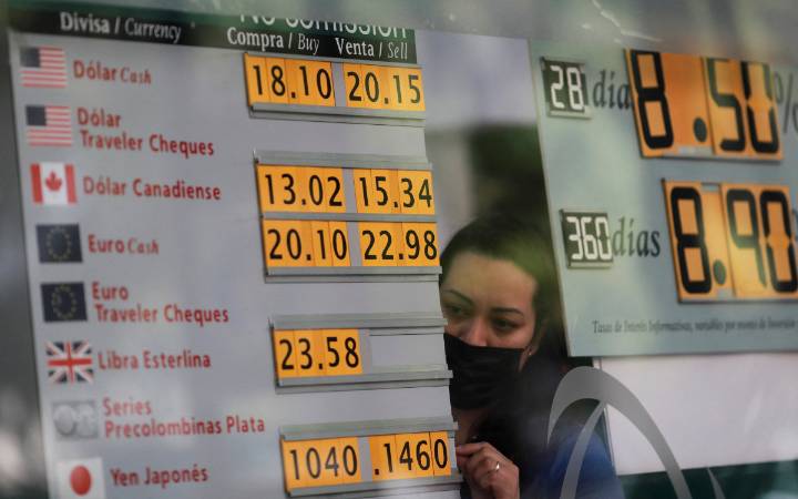 Peso mexicano cae, golpeado por el fortalecimiento del dólar