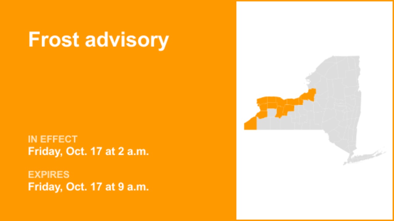 Update: Cayuga and Oswego counties under a frost advisory Friday