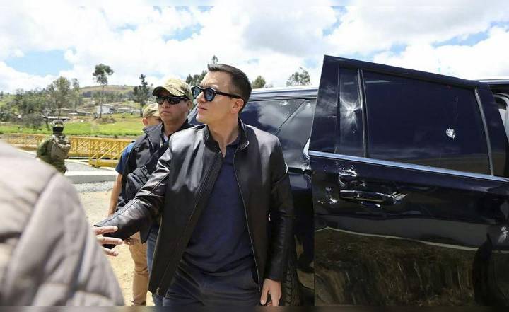 Daniel Noboa salió ileso de intento de asesinato tras ser atacado a balazos en el vehículo en el que viajaba