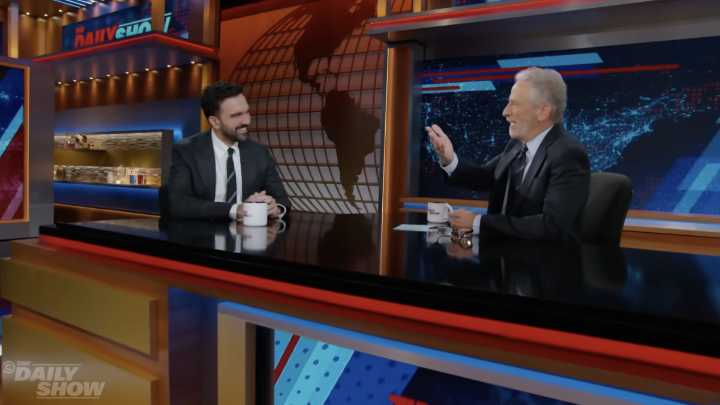 Jon Stewart interviews Zohran Mamdani on The Daily Show